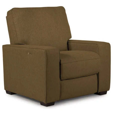 Contemporary Power Space Saver Recliner with Exposed Wood Legs