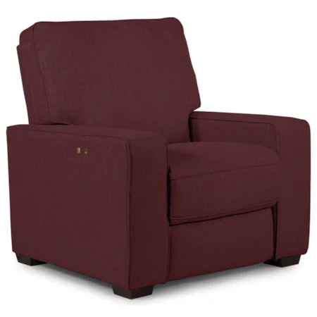 Contemporary Power Space Saver Recliner with Exposed Wood Legs