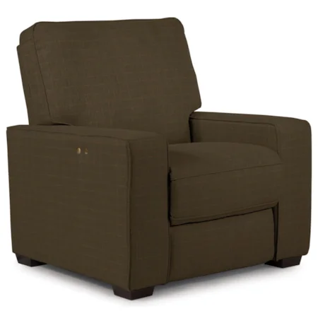 Contemporary Power Space Saver Recliner with Exposed Wood Legs