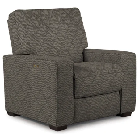 Contemporary Power Space Saver Recliner with Exposed Wood Legs