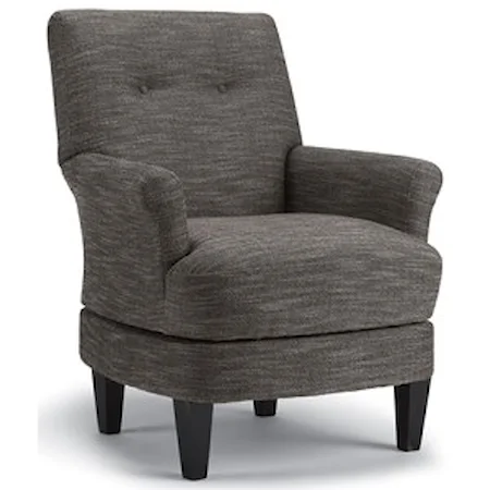 Transitional Swivel Barrel Chair with Wood Legs