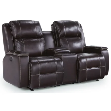 Power Rocking Reclining Console Loveseat with Power Tilt Headrest