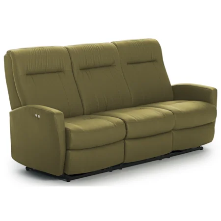 Contemporary Power Space Saver Reclining Sofa with Power Tilt Headrests and USB Charging Ports