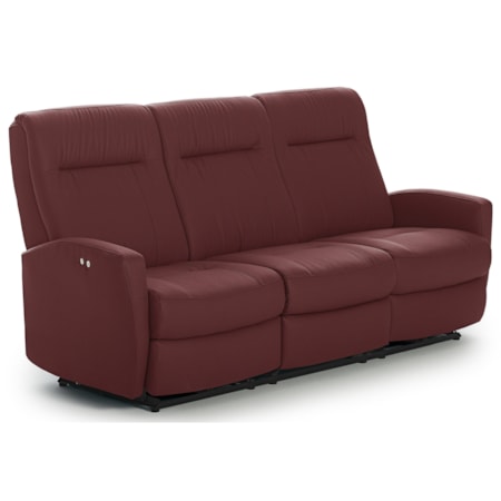 Contemporary Power Space Saver Reclining Sofa with Power Tilt Headrests and USB Charging Ports