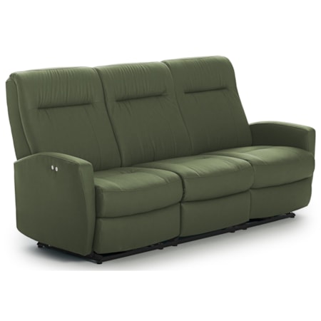 Contemporary Power Space Saver Reclining Sofa with Power Tilt Headrests and USB Charging Ports