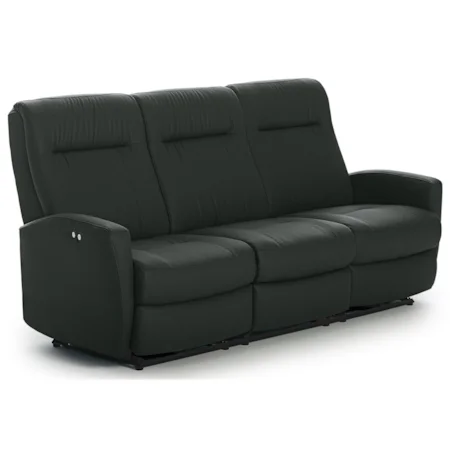 Contemporary Power Space Saver Reclining Sofa with Power Tilt Headrests and USB Charging Ports