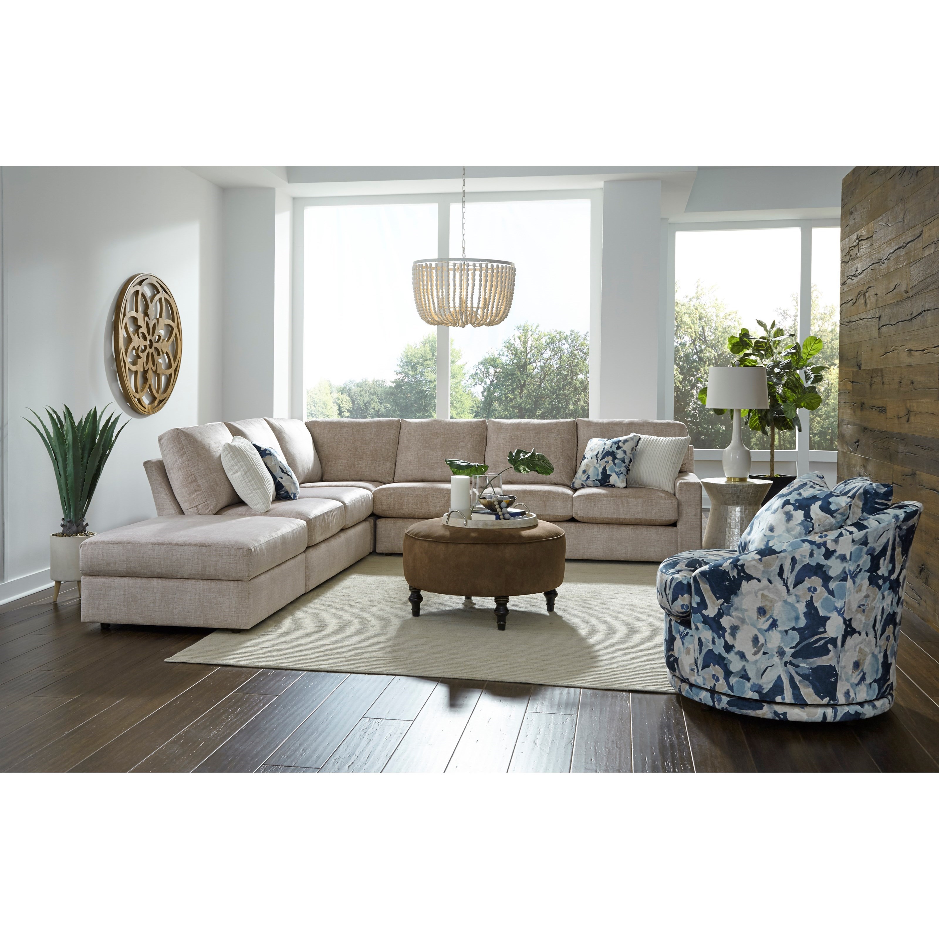 Best Home Furnishings Dovely 5-Seat Sectional Sofa w/ LAF Ottoman Piece