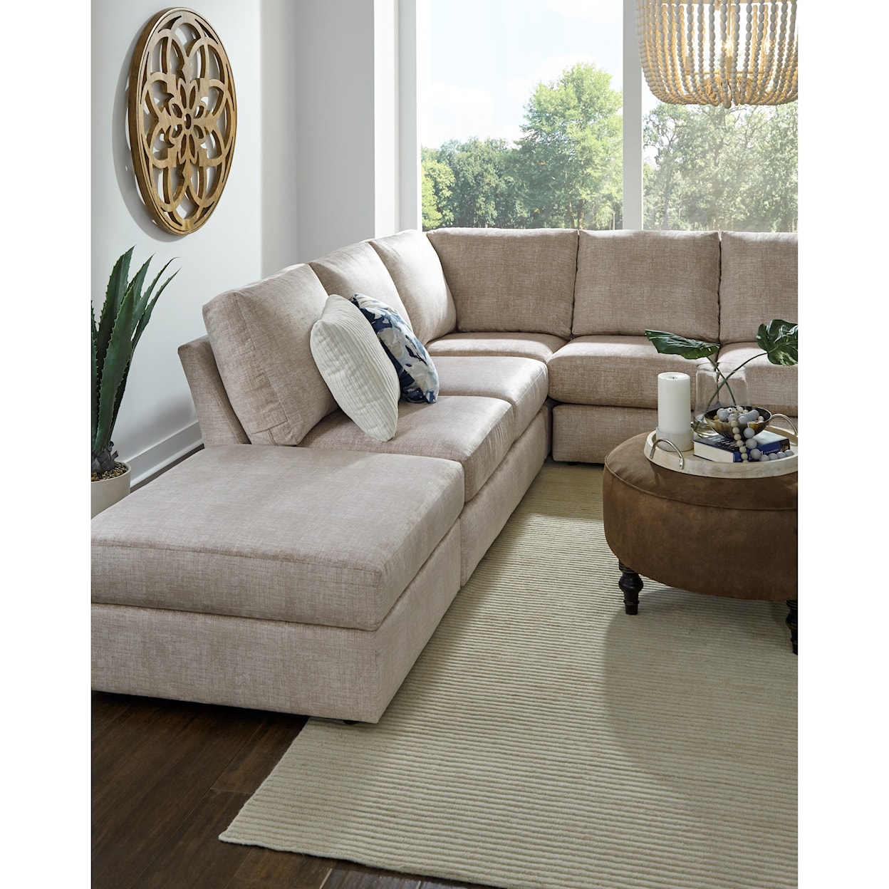 Best Home Furnishings Dovely 5-Seat Sectional Sofa w/ LAF Ottoman Piece