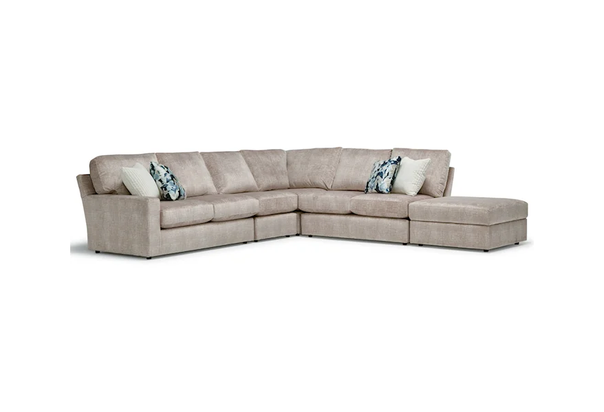 Dovely 5-Seat Sectional Sofa w/ RAF Ottoman Piece by Best Home Furnishings at Baer's Furniture