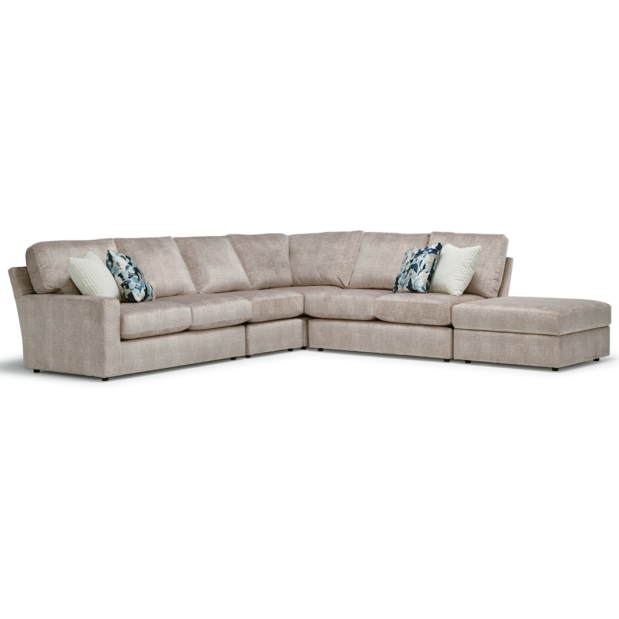 Best Home Furnishings Dovely 5-Seat Sectional Sofa w/ RAF Ottoman Piece