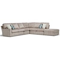 Casual Five-Seat Sectional Sofa with RAF Storage Ottoman Piece (Non-Reversible)