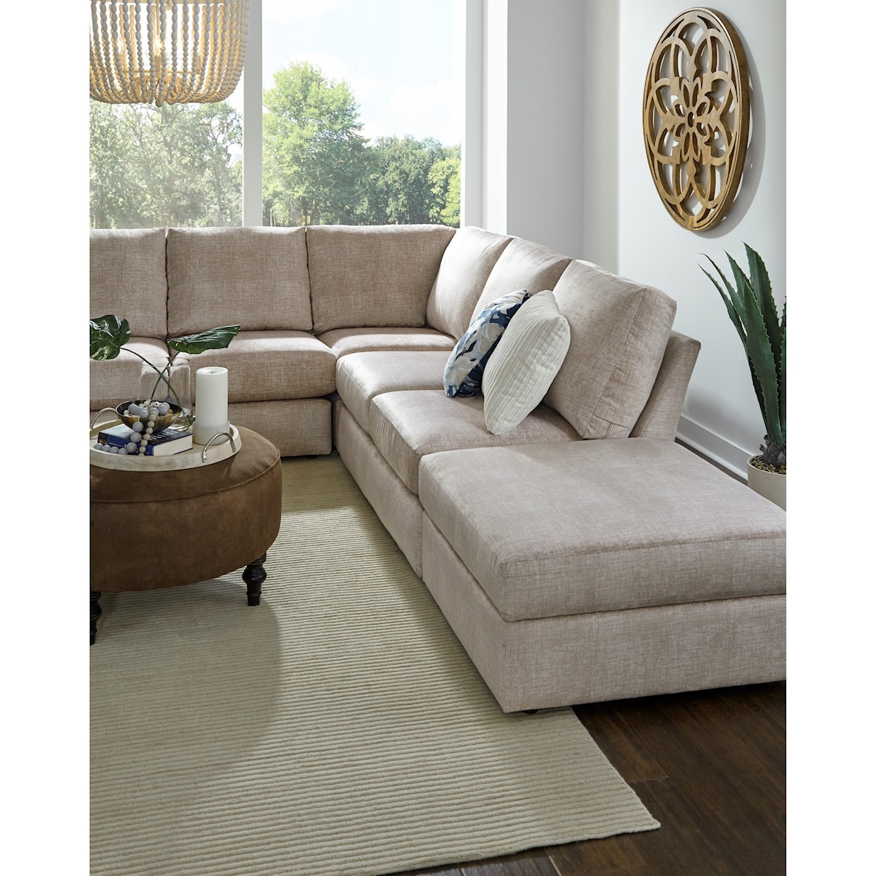 Best Home Furnishings Dovely 5-Seat Sectional Sofa w/ RAF Ottoman Piece