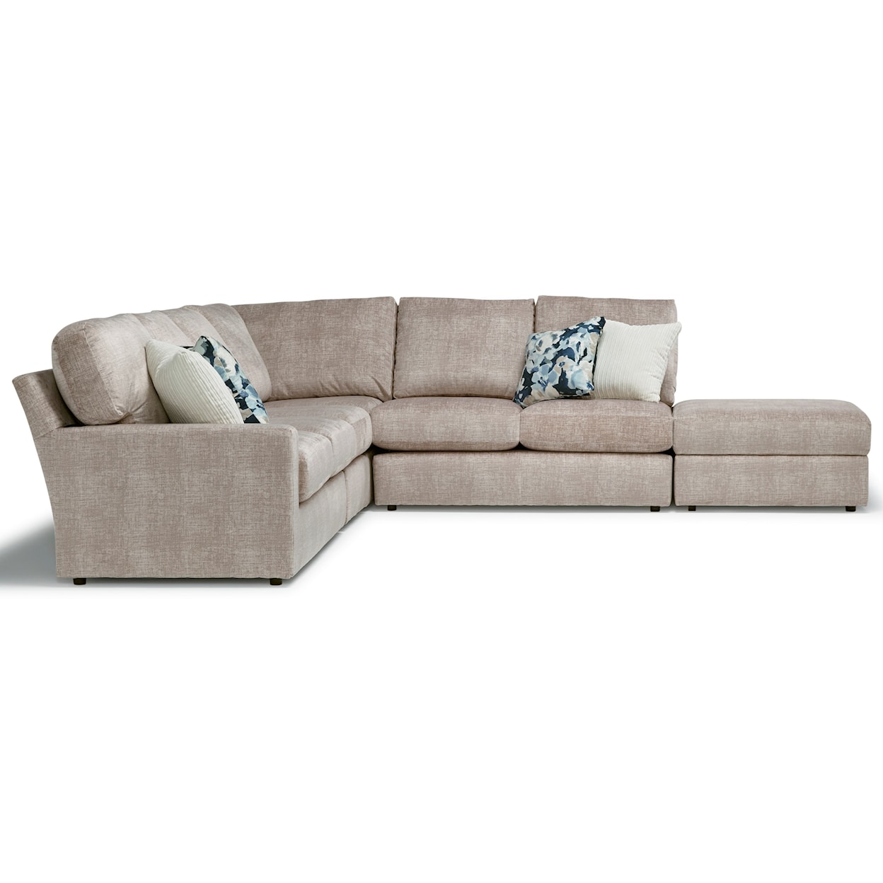 Best Home Furnishings Dovely 5-Seat Sectional Sofa w/ RAF Ottoman Piece