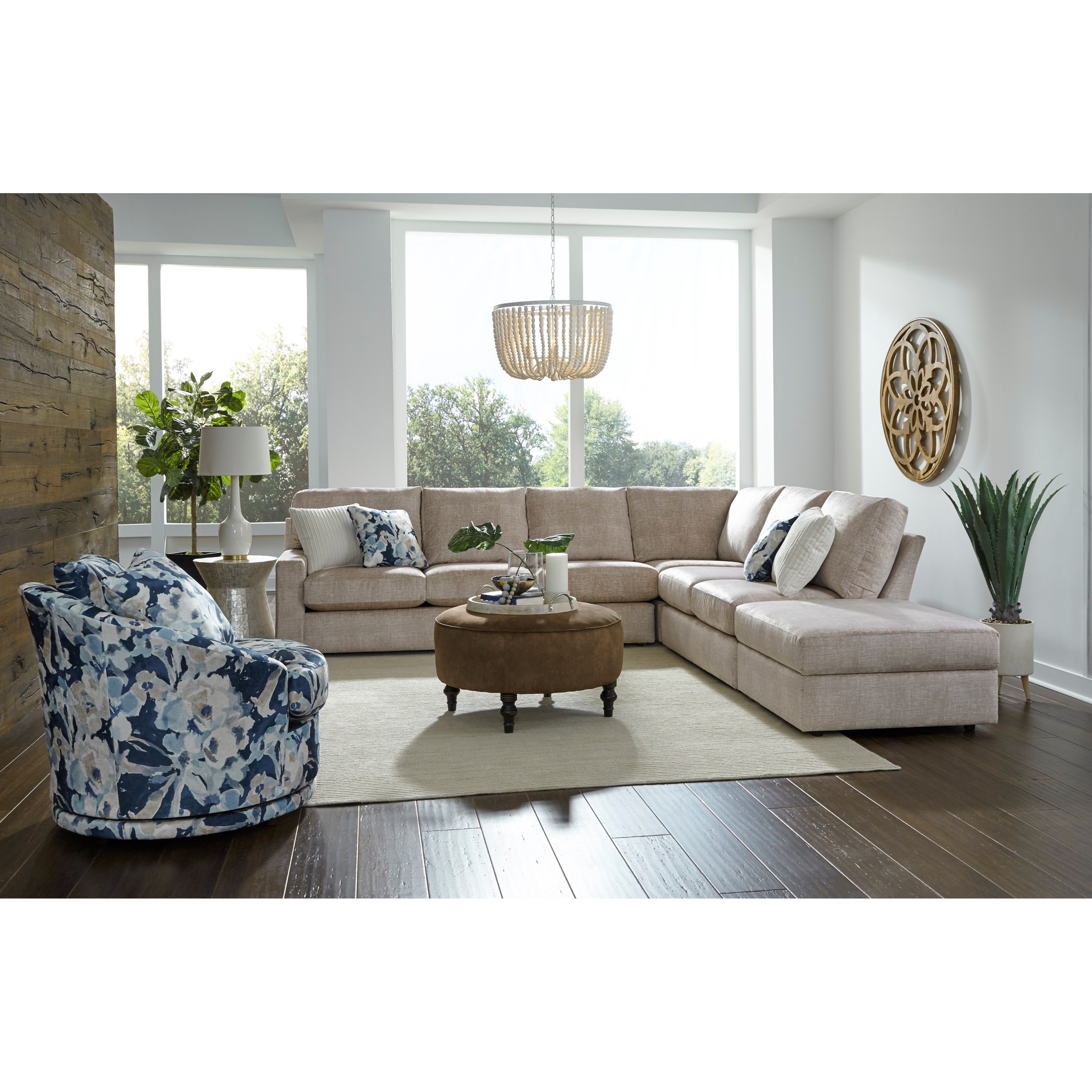 Best Home Furnishings Dovely 5-Seat Sectional Sofa w/ RAF Ottoman Piece