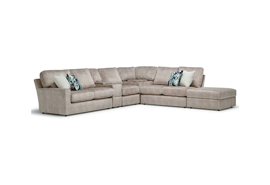 Dovely 5-Seat Sofa w/ Wireless Charge & RAF Ottoman by Best Home Furnishings at Baer's Furniture