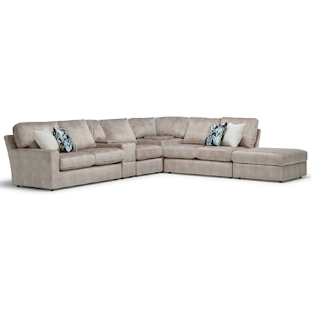 5-Seat Sofa w/ Wireless Charge &amp; RAF Ottoman