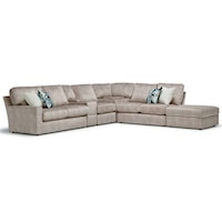 Casual 5-Seat Sofa with Wireless Charging, USB Ports, RAF Storage Ottoman