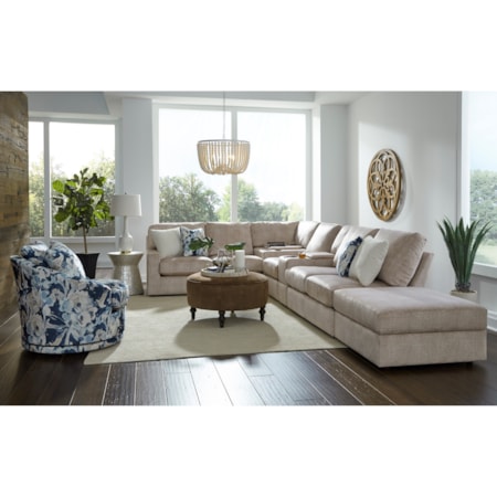 5-Seat Sofa w/ Wireless Charge & RAF Ottoman