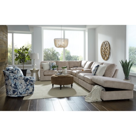 5-Seat Sofa w/ Wireless Charge & RAF Ottoman