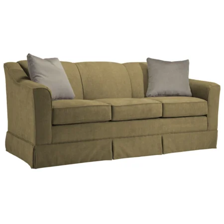 Customizable 84" Sofa with Beveled Arm and Skirted Base