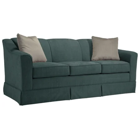 Customizable 84" Sofa with Beveled Arm and Skirted Base