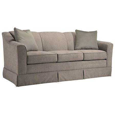 Customizable 84" Sofa with Beveled Arm and Skirted Base