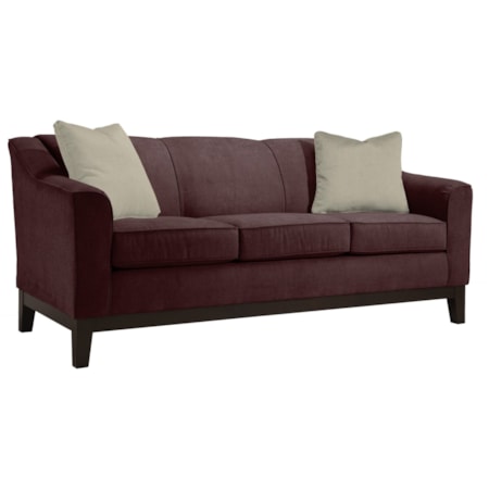 Customizable 84" Sofa with Beveled Arms and Wood Legs