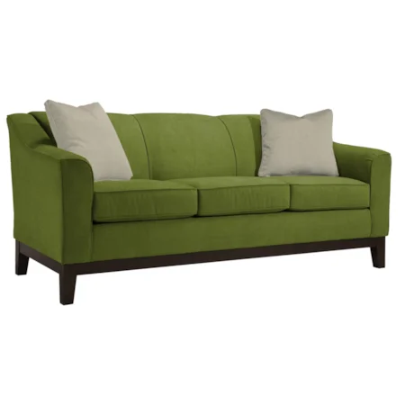 Customizable 84" Sofa with Beveled Arms and Wood Legs