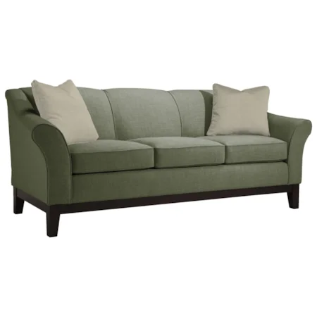 Customizable 84" Sofa with Flared Arms and Wood Legs