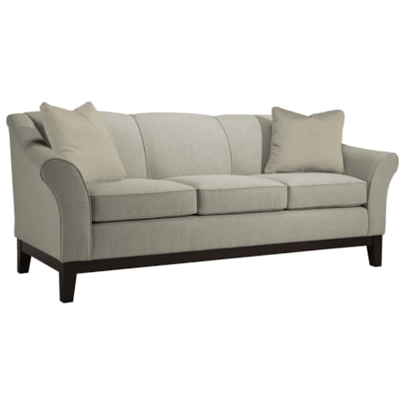 Customizable 84" Sofa with Flared Arms and Wood Legs