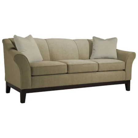 Customizable 84" Sofa with Flared Arms and Wood Legs