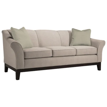 Customizable 84" Sofa with Flared Arms and Wood Legs