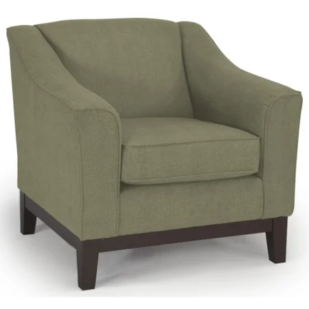 Customizable Chair with Beveled Arms and Wood Legs