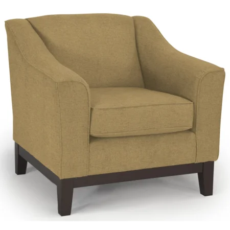 Customizable Chair with Beveled Arms and Wood Legs