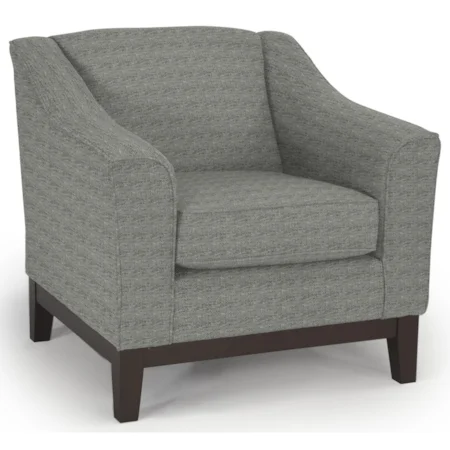 Customizable Chair with Beveled Arms and Wood Legs