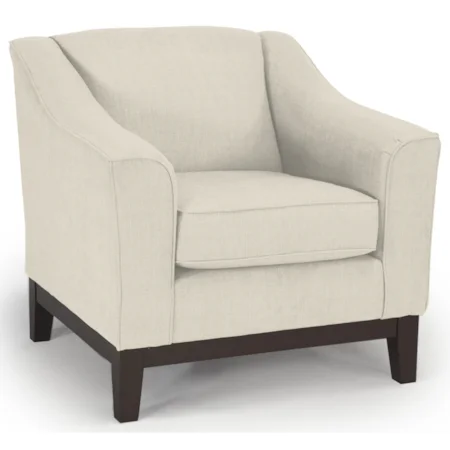 Customizable Chair with Beveled Arms and Wood Legs