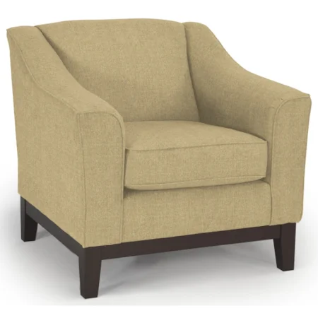 Customizable Chair with Beveled Arms and Wood Legs