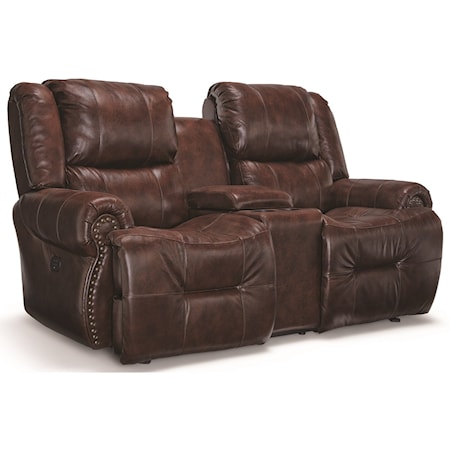 Power Rocking Reclining Console Loveseat with Power Headrests and USB Ports