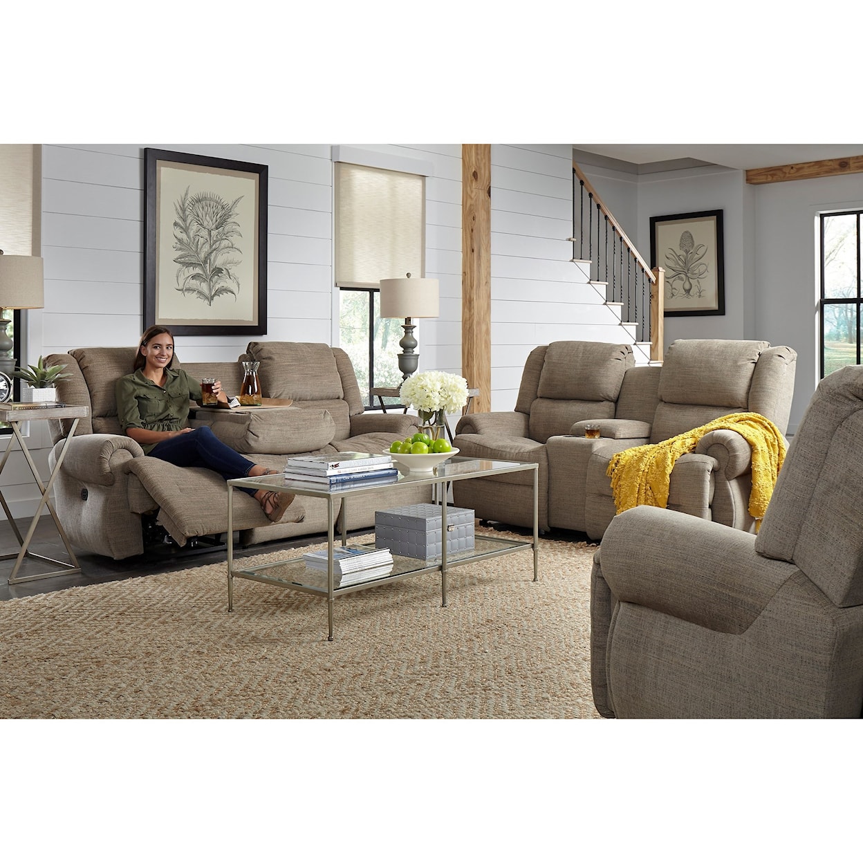 Best Home Furnishings Genet Power Wall Reclining Sofa w/Drop Down Table