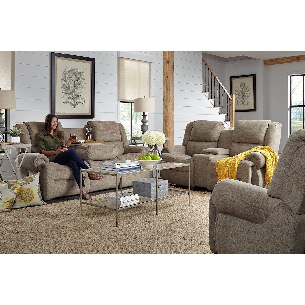 Best Home Furnishings Genet Power Wall Reclining Sofa w/Drop Down Table