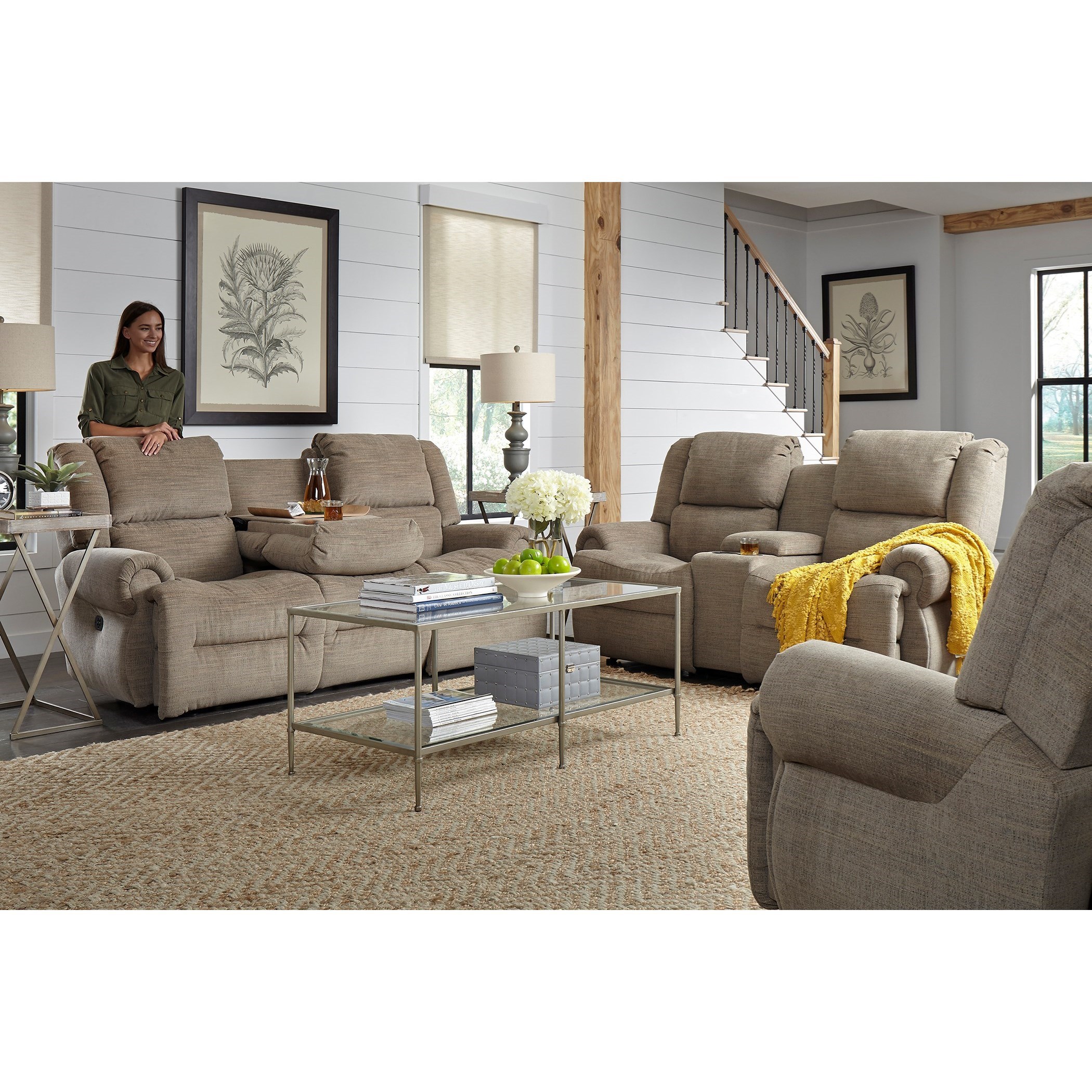 Best Home Furnishings Genet S960RA4 Space Saver Reclining Sofa with Drop Down Table and Cupholders Godby Home Furnishings Reclining Sofa