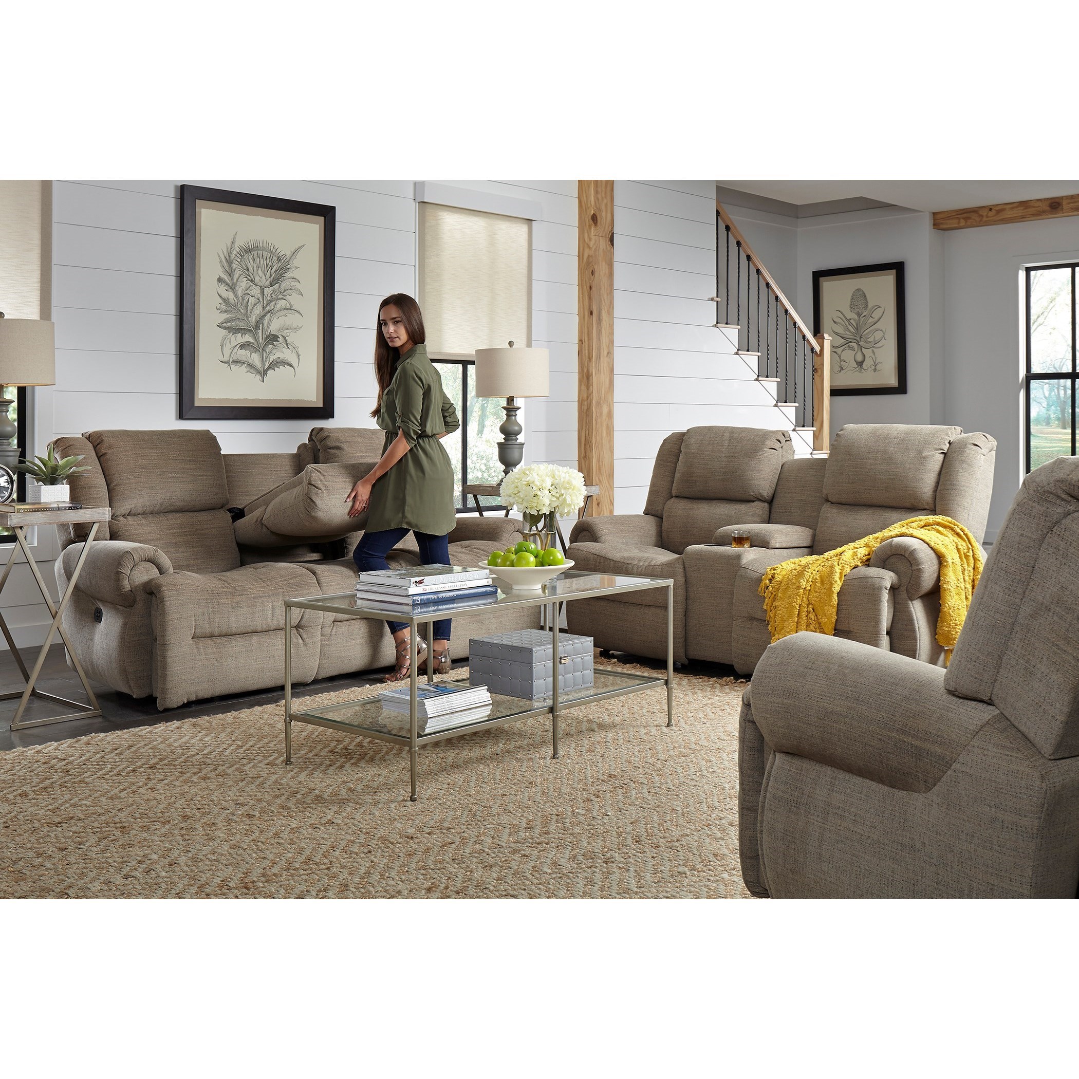 Wall Saver Reclining Sofa w/Drop Down Table