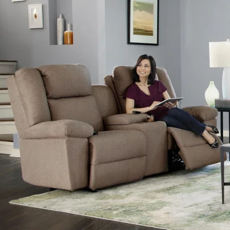 Power Tilt Head/Lumbar Rocking Reclining Loveseat with Cupholder Storage and USB Charging Ports
