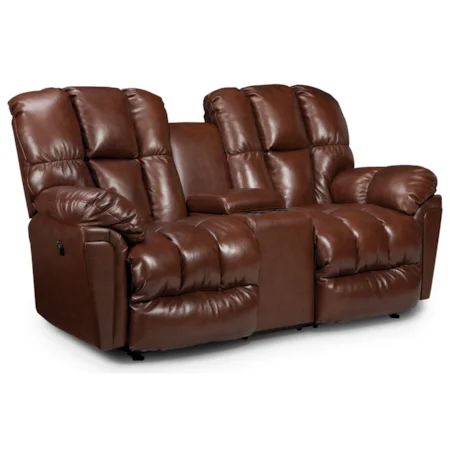 Casual Plush Rocking Reclining Loveseat with Drink Console