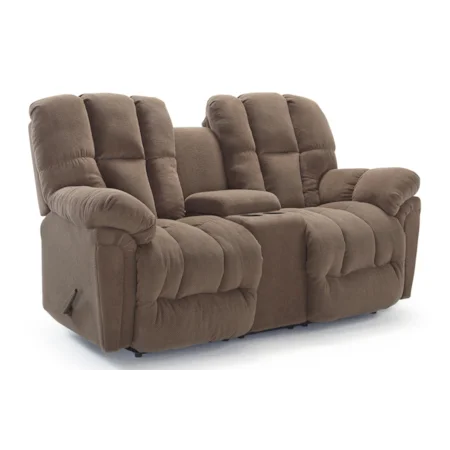 Power Space Saver Plush Reclining Loveseat with Drink Console