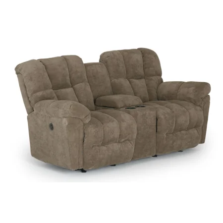 Casual Space Saver Reclining Console Loveseat
