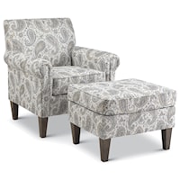 Transitional Club Chair and Ottoman Set