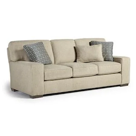 Casual Sofa with Welt Cords and Exposed Block Feet