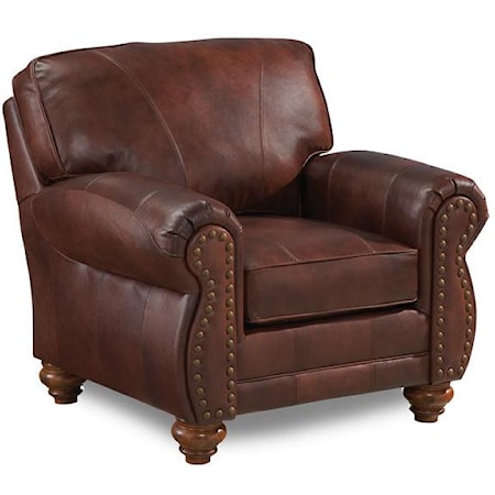 Traditional Leather Chair with Nailhead Trim