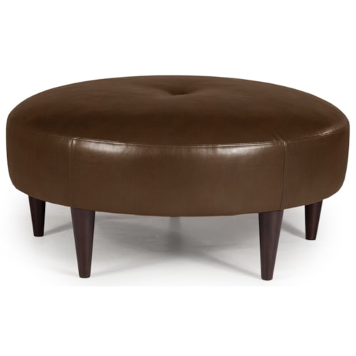 Odon Round Ottoman with Exposed Wood Legs